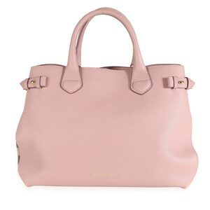 Burberry Nude Blush Pebble Grain Leather & House Check Medium Banner Tote